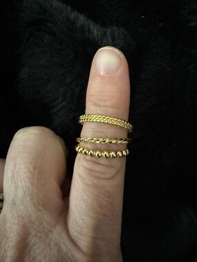 Layered Gold Stacking Rings - Set of 3 with matching cuff bracelet